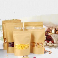 Direct-selling environment-friendly stand up kraft paper pouch with zipper and clear window